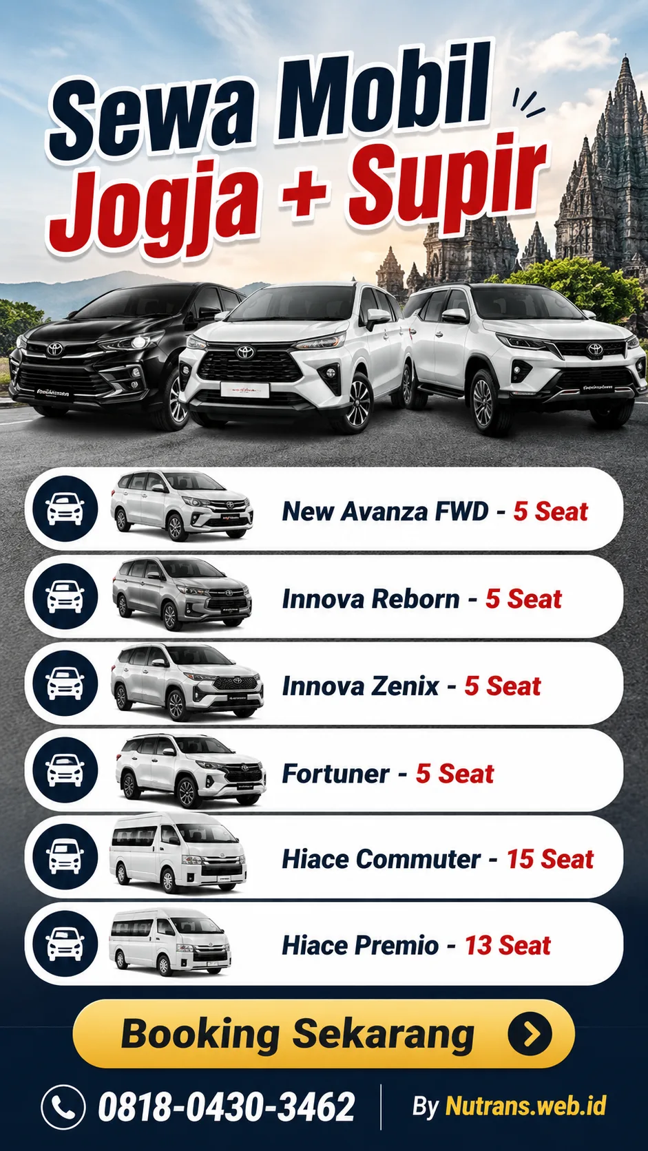 Sewa Mobil Jogja dengan Supir